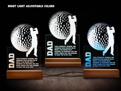 Dad Golf Night Light with Golfer Silhouette & Message - Image 3
