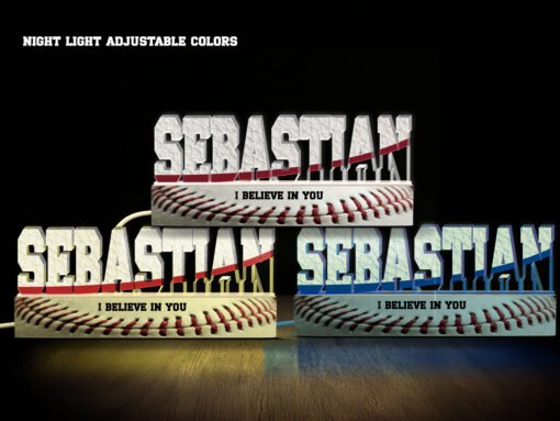 Baseball Name Night Light Various Colors