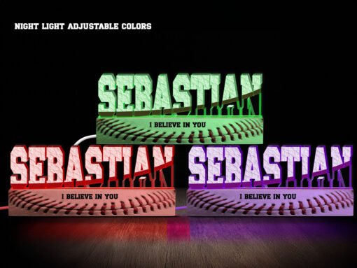 Baseball Name Night Light Various Colors