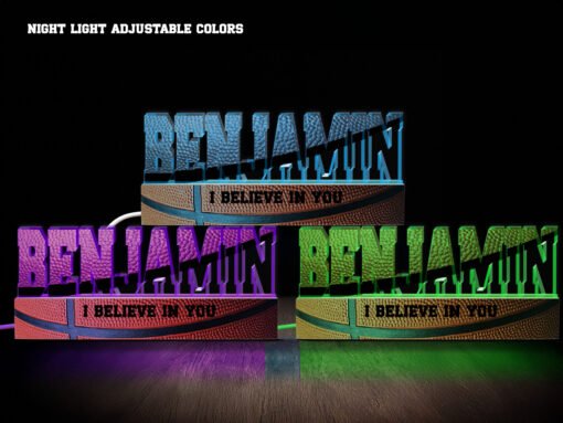 Basketball Name Night Light Various Colors