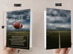 'Your Strength Inspires Me' Personalized Football Greeting Card