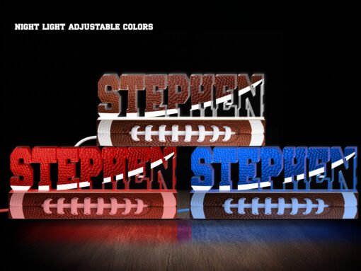 Football Themed Name Night Light- Various Colors