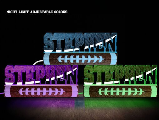 Football Themed Name Night Light- Various Colors
