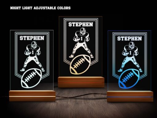 Personalized Football Night Light - Game On – Football Player in Motion Design - Image 2