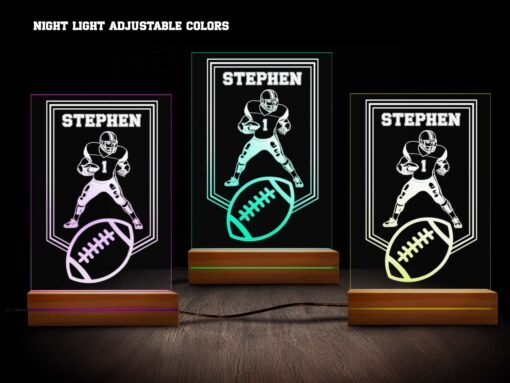 Personalized Football Night Light - Game On – Football Player in Motion Design - Image 3