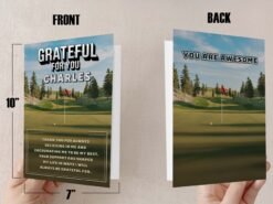 'Grateful For You' Golf Greeting Card with Golf Landscape - Personalized Message