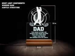 'Dad' Golf Night Light with Golfer Silhouette - 16 Color RGB Night Light