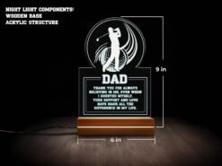 'Dad' Golfer Night Light - Circular Frame Design, 16 Color RGB