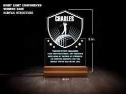 Golfer Star Shield Personalized Night Light - 16 Color Night Light
