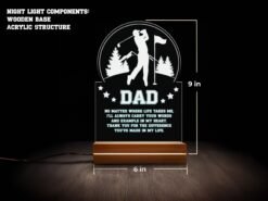 'Dad' Landscape Golfer Night Light - Circular Design, 16 Color RGB