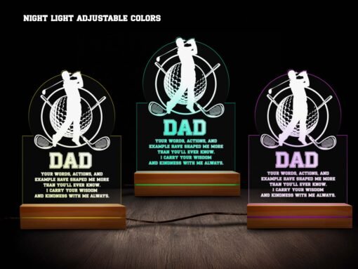 'Dad' Golf Night Light with Golfer Silhouette - 16 Color RGB Night Light - Image 2