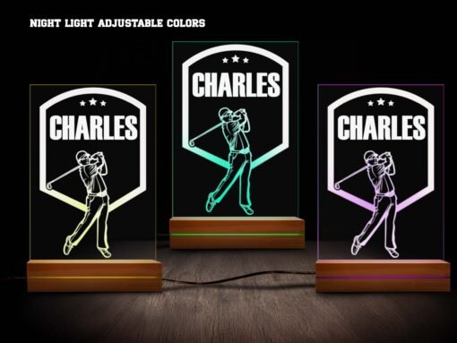 Personalized Name Golfer Night Light - 16 Colors - Image 2