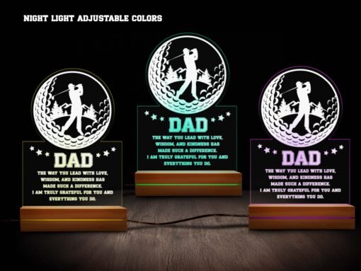 'Dad' Star Golfer Night Light - 16 Color RGB Lamp for Dad - Image 2