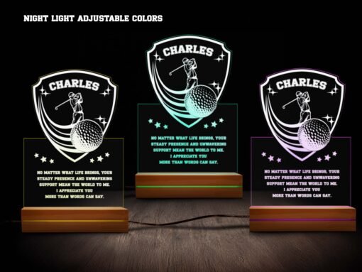 Personalized Golf Night Light - Golf Shield Design, 16 Colors - Image 3