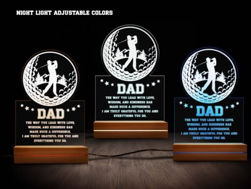'Dad' Star Golfer Night Light - 16 Color RGB Lamp for Dad - Image 3