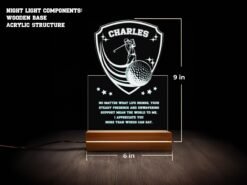 Personalized Golf Night Light - Golf Shield Design, 16 Colors