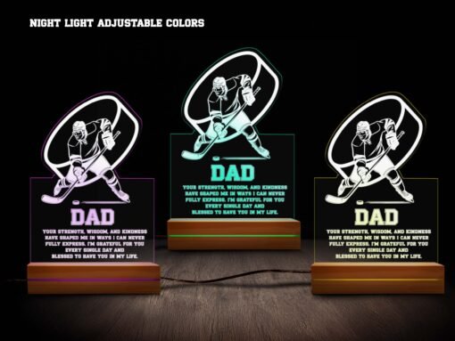 Personalized Dad Hockey Player Night Light - Hockey Player in Action Design - Image 3