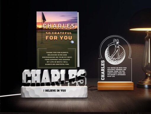So Grateful Personalized Golf Set - Personalized Golf Night Lights and Sunset Golf Card