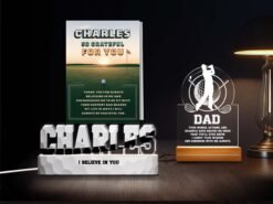 Personalized Golf Gift Set for Dad - Custom Golf Night Lights & Sunrise Golf Card