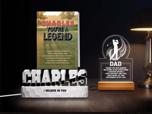 Legend Dad Golf Gift Set - Personalized Night Lights & Custom 'Legend' Card