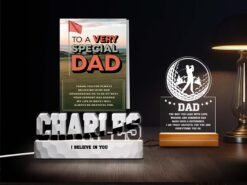 Ultimate Dad Golfer Gift Set - Special Dad Card & Personalized Night Lights