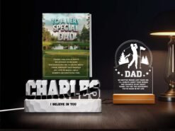 Cherished Dad Golfer Set - Golf Landscape Card & Personalized Night Lights
