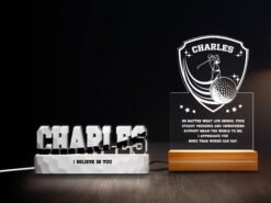 Golf Champion Shield Personalized Night Light Set