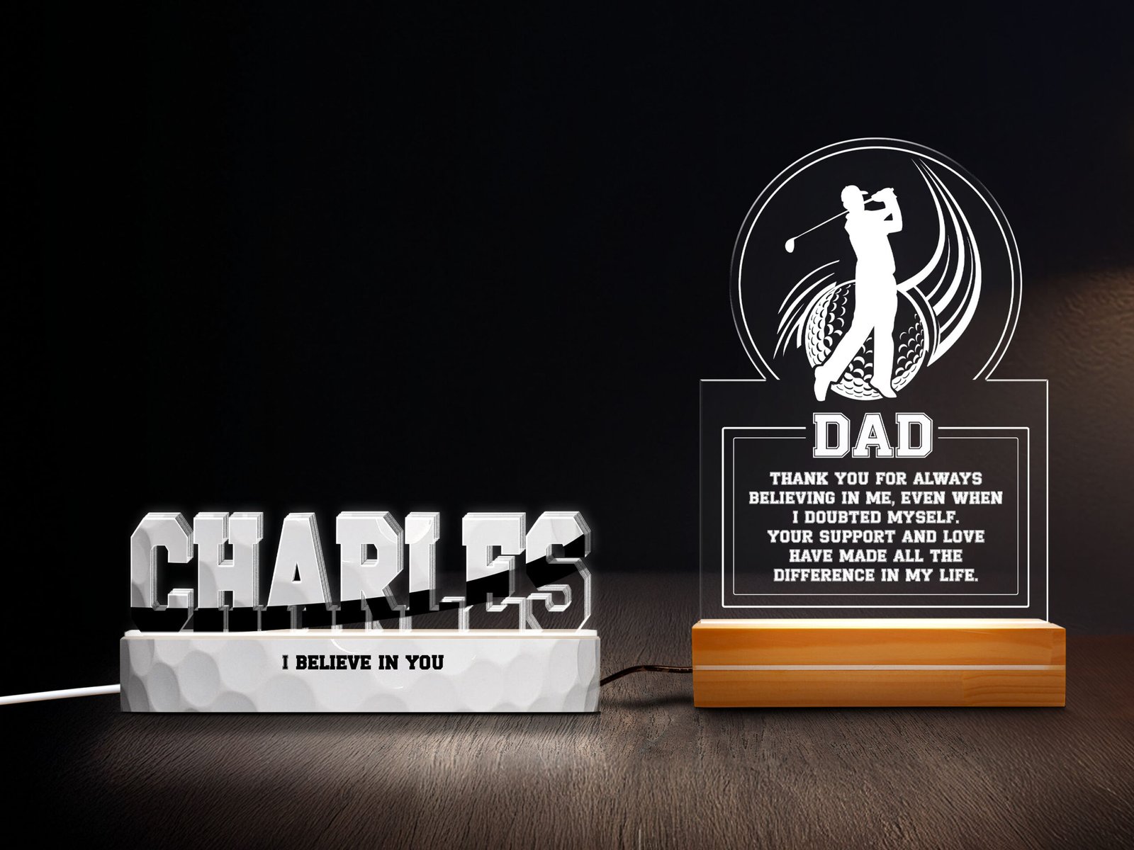 Dynamic Swing Tribute Golf Personalized Night Light Set