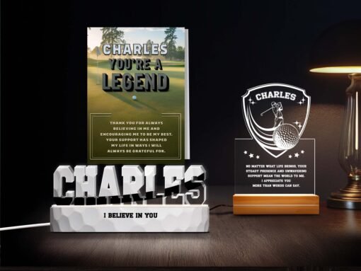 Legend Golfer Personalized Golf Gift Set - Custom Golf Night Lights & 'You're A Legend' Card