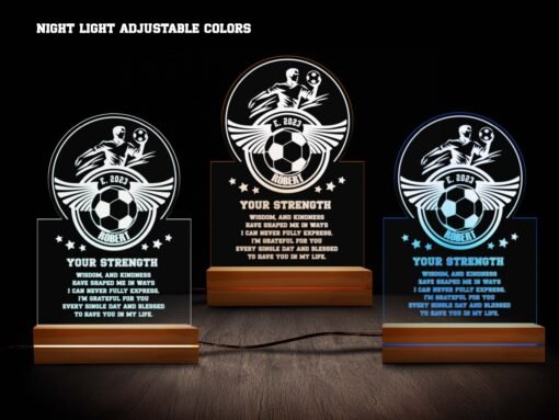 Personalized Soccer Night Light- Winged Soccer Ball & Player Design - Image 2