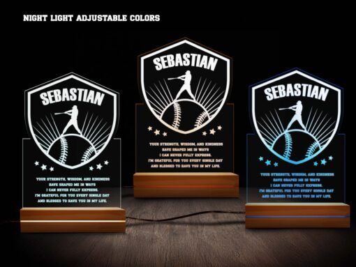 Personalized Batter Shield Night Light with Custom Name & Message - 16 Color LED - Image 3