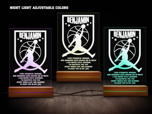 Personalized Basketball Night Light - Basketball Player Silhouette Design - Image 3