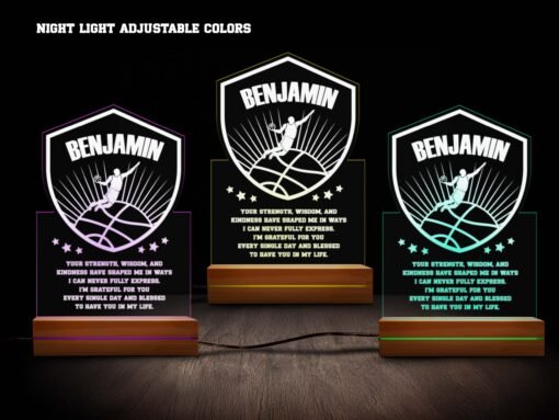 Personalized Basketball Night Light - Basketball Player & Shield Design - Image 3