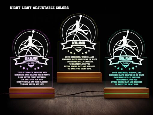 Personalized Basketball Night Light - Silhouette of Basketball Player with Basketball - Image 3