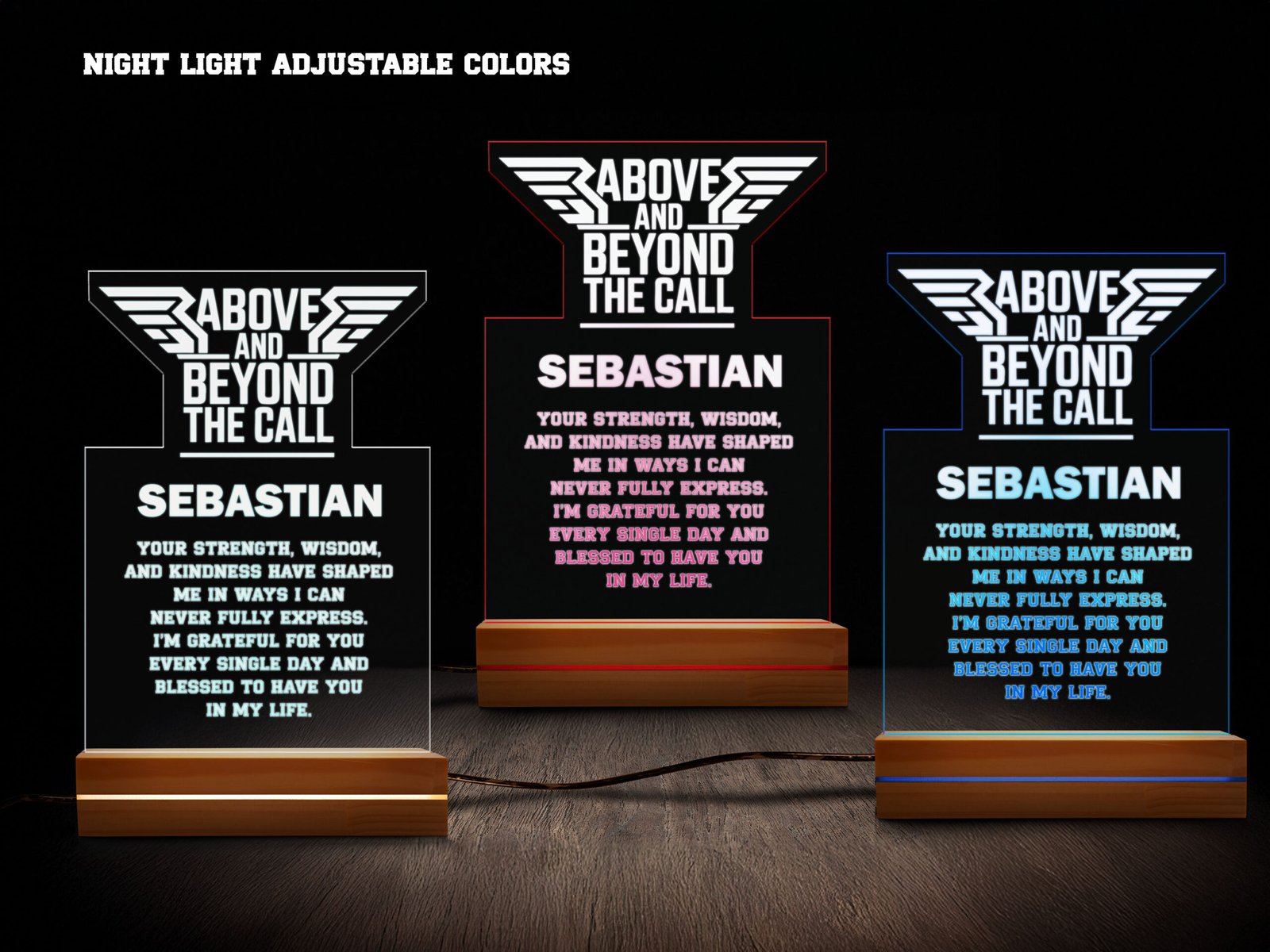 Above and Beyond Personalized Air Force Night Light – 16 Color LED - Image 3