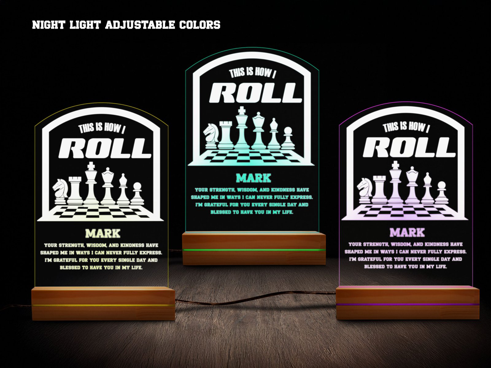 This Is How I Roll Personalized Chess Night Light – 16 Color LED - Image 3
