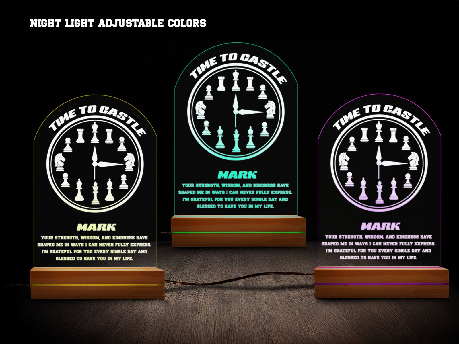 Time to Castle Personalized Chess Night Light – 16 Color LED - Image 3