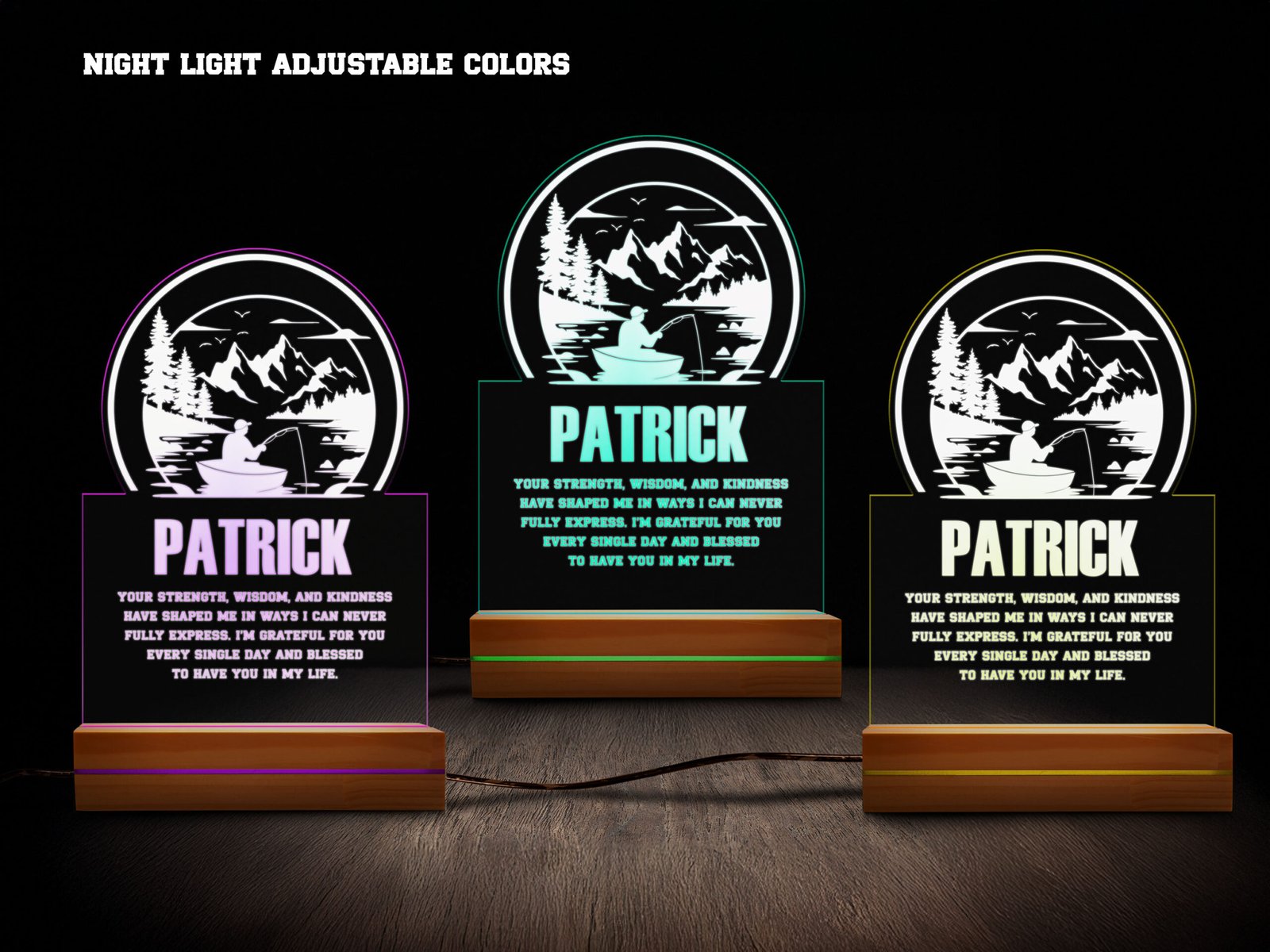 Wilderness Catch Personalized Fishing Night Light – 16 Color LED - Image 2