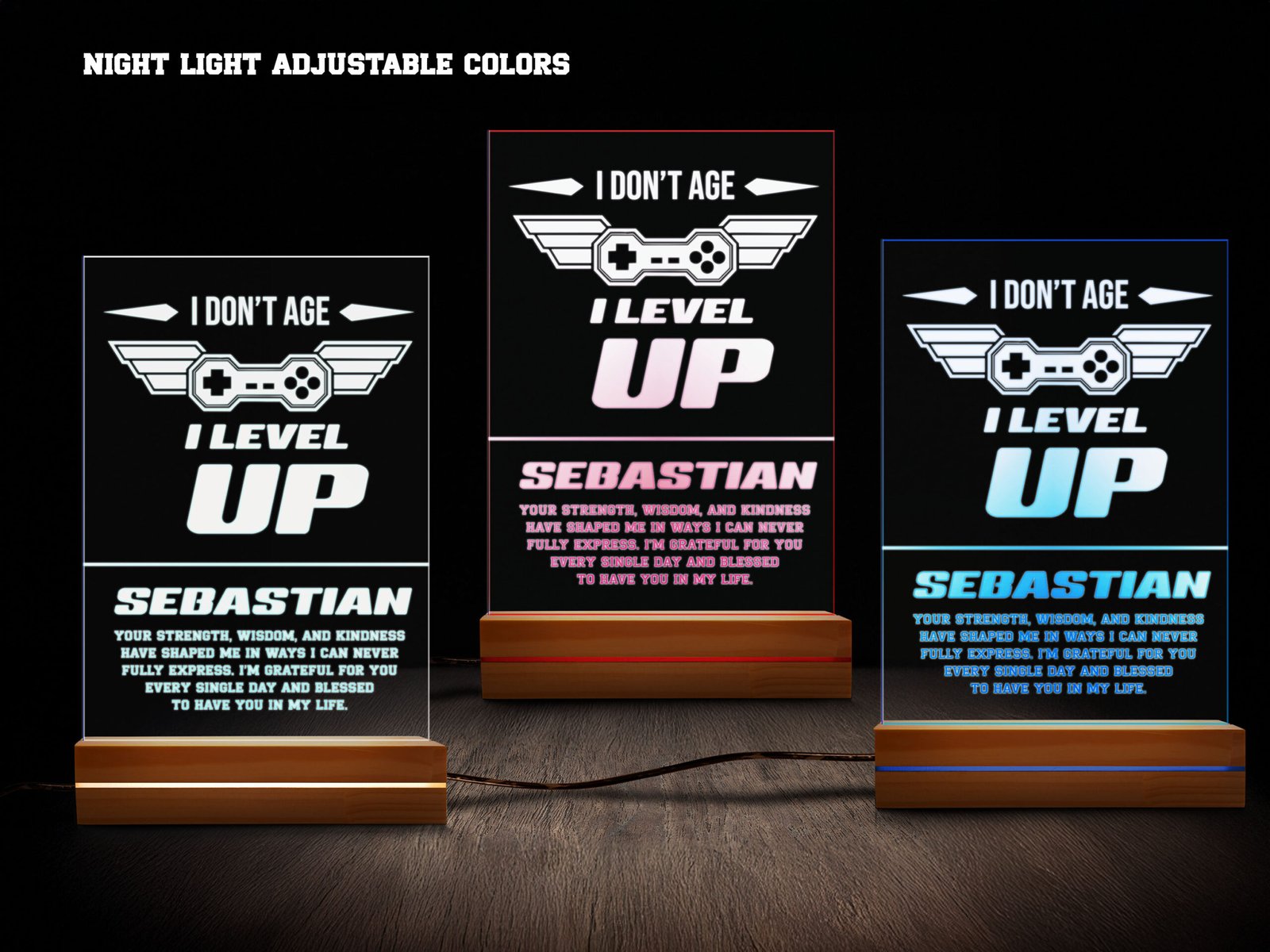 I Don’t Age I Level Up Personalized Gaming Night Light – 16 Color LED - Image 3