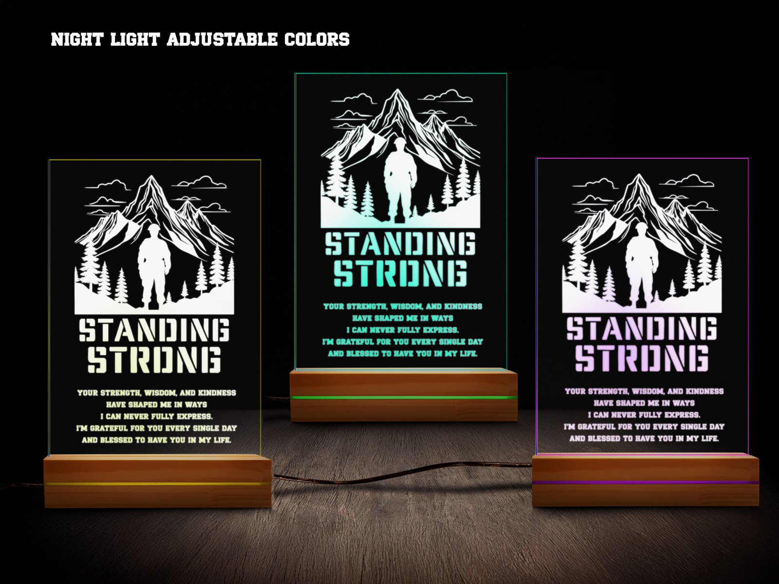 Standing Strong Personalized Military Night Light – 16 Color LED - Image 3